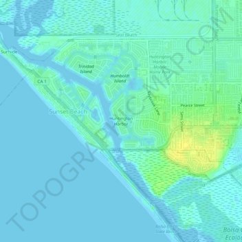 Huntington Harbor topographic map, elevation, terrain