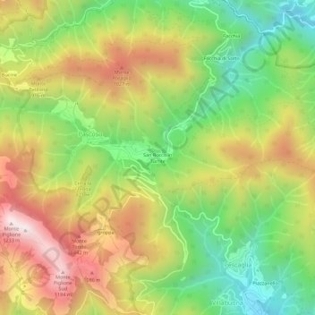 San Rocco in Turrite topographic map, elevation, terrain