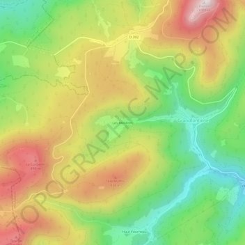 Les Minières topographic map, elevation, terrain