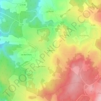 Arfeuilles topographic map, elevation, terrain
