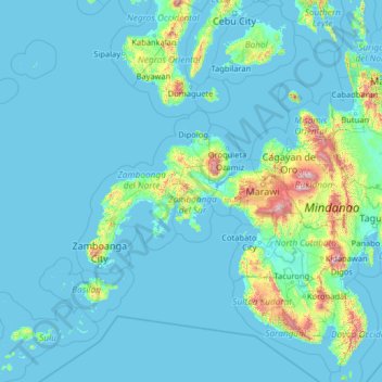 Zamboanga del Sur topographic map, elevation, terrain