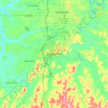 Fayetteville topographic map, elevation, terrain