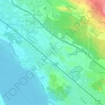 Nänikon topographic map, elevation, terrain