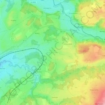 Maria-Thann topographic map, elevation, terrain