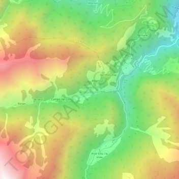 Rodoretto topographic map, elevation, terrain
