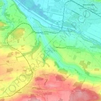 Oberbussnang topographic map, elevation, terrain