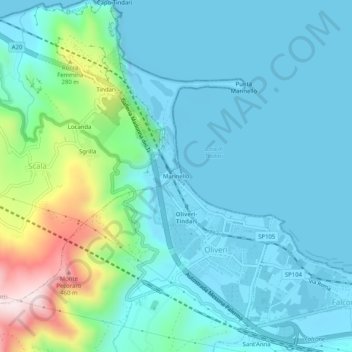 Marinello topographic map, elevation, terrain