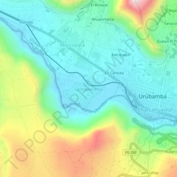 Qotowincho topographic map, elevation, terrain