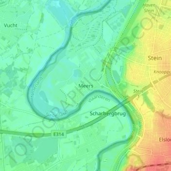 Meers topographic map, elevation, terrain