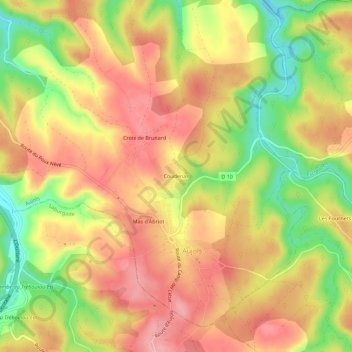 Coudenas topographic map, elevation, terrain