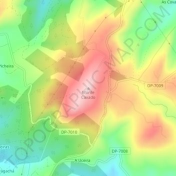 Monte Caxado topographic map, elevation, terrain