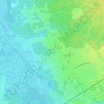 Le Pujau topographic map, elevation, terrain