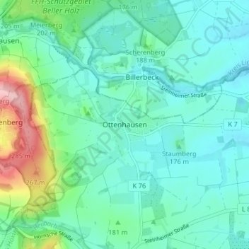 Ottenhausen topographic map, elevation, terrain