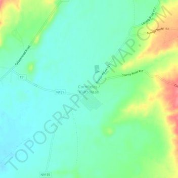 Cornfields topographic map, elevation, terrain
