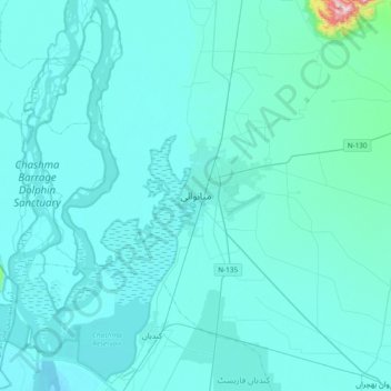 Mianwali topographic map, elevation, terrain