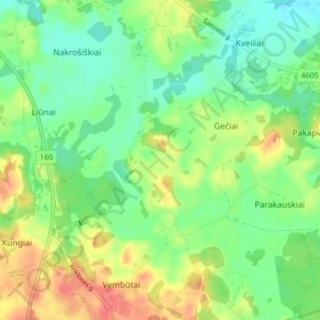 Brūnupis topographic map, elevation, terrain
