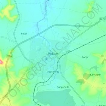 Shajapur topographic map, elevation, terrain