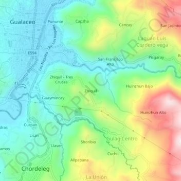 Zhiquil topographic map, elevation, terrain