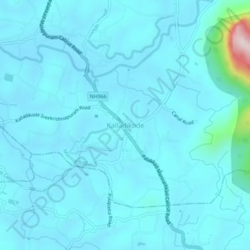 Kalladikode topographic map, elevation, terrain
