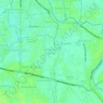 Ateuk Deah Tanoh topographic map, elevation, terrain