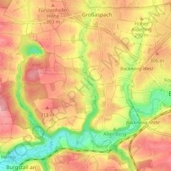 Unterschöntal topographic map, elevation, terrain