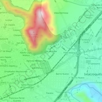 Ojo de Agua topographic map, elevation, terrain