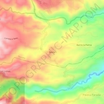 Baxtla topographic map, elevation, terrain