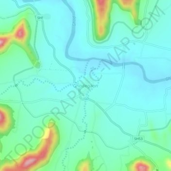 Ghodegaon topographic map, elevation, terrain