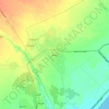 Zinjibar topographic map, elevation, terrain