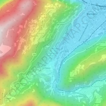 Plan-Cerisier topographic map, elevation, terrain