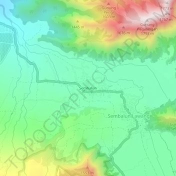 Sembalun topographic map, elevation, terrain