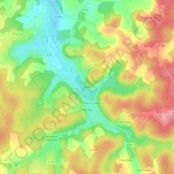 Roche topographic map, elevation, terrain