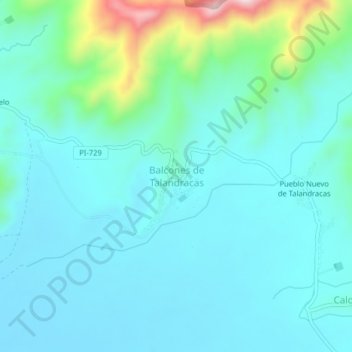 Balcones de Talandracas topographic map, elevation, terrain