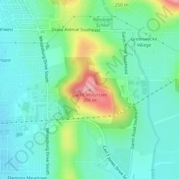 Garth Mountain topographic map, elevation, terrain