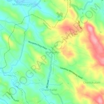 Monipally topographic map, elevation, terrain