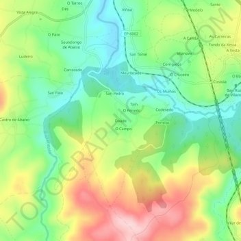 Doade topographic map, elevation, terrain
