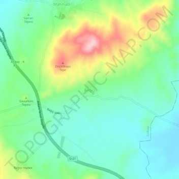 Bağiçi topographic map, elevation, terrain