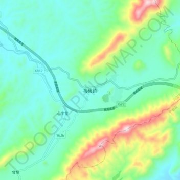 Meijiao topographic map, elevation, terrain