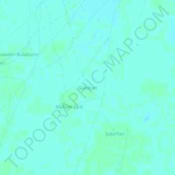 Gambari topographic map, elevation, terrain