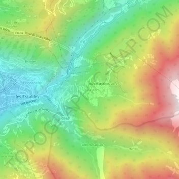 Engolasters topographic map, elevation, terrain