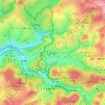 Rönsahl topographic map, elevation, terrain