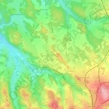 Cougnac topographic map, elevation, terrain