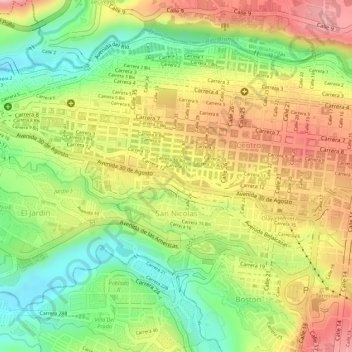 Palma de azucar topographic map, elevation, terrain
