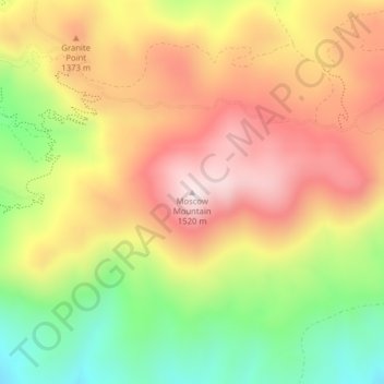 Moscow Mountain topographic map, elevation, terrain