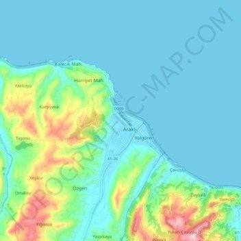 Araklı topographic map, elevation, terrain