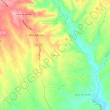 Romeira topographic map, elevation, terrain