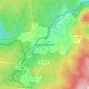 Hammerbrücke topographic map, elevation, terrain