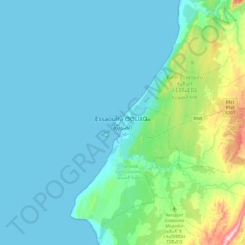 Essaouira topographic map, elevation, terrain