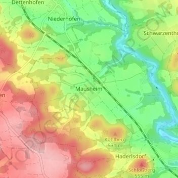 Mausheim topographic map, elevation, terrain