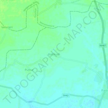 Kallikudi topographic map, elevation, terrain